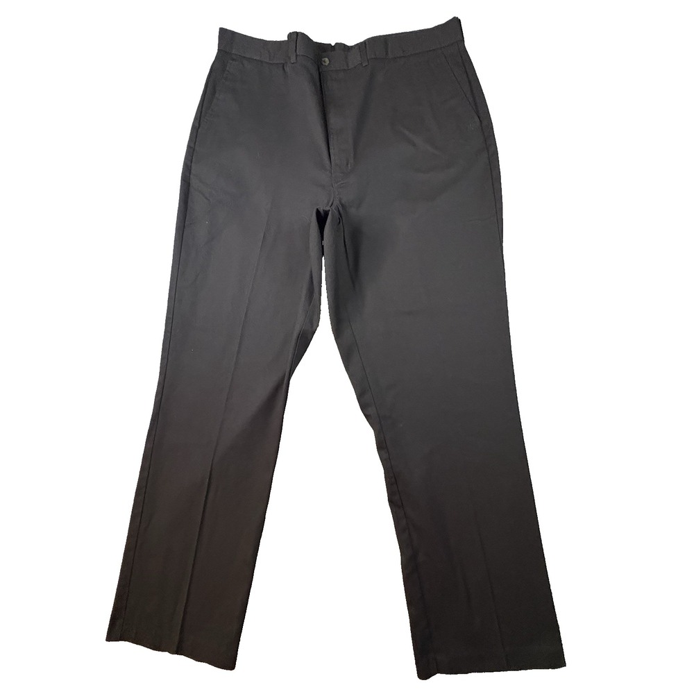 David Taylor Men's 39x31.25 Black Flat Front Straight Leg Classic Fit Pants